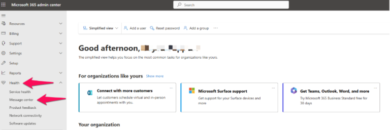 How to Check Message Center in O365 Admin Panel - Oryon Knowledge Base